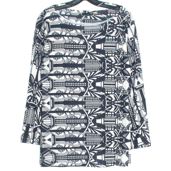 Nally & Millie Tops - Nally & Millie Womens Top Abstract Print Artsy Long Sleeve Black Size Medium